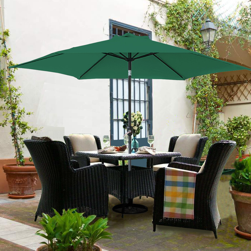 3M Green Round Garden Parasol Outdoor Patio Sun Shade Umbrella with Tilt Crank