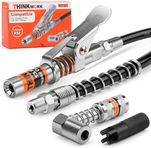 Grease Gun Coupler Set, Strong Lock on Greases Gun Couplers with 90° Grease Coup