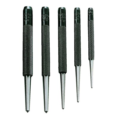 Carbon Steel Center Punch Set 5PK Sizes 1/16'' 1/8'' 5/32'' 3/16'' 1/4'' High Quality