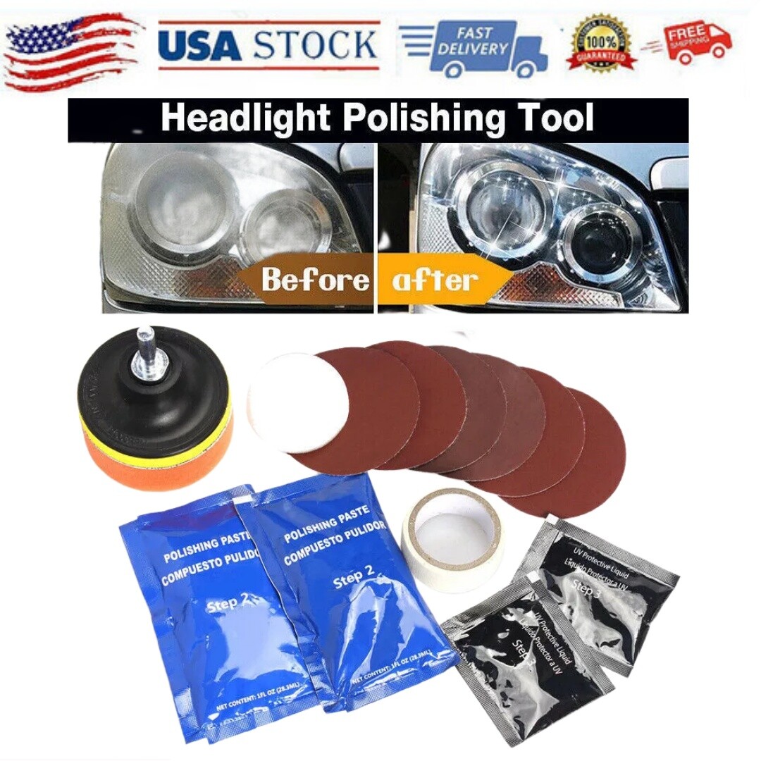 Car Headlight Lens Restoration Repair Kit Polishing Cleaner Cleaning Tool USA