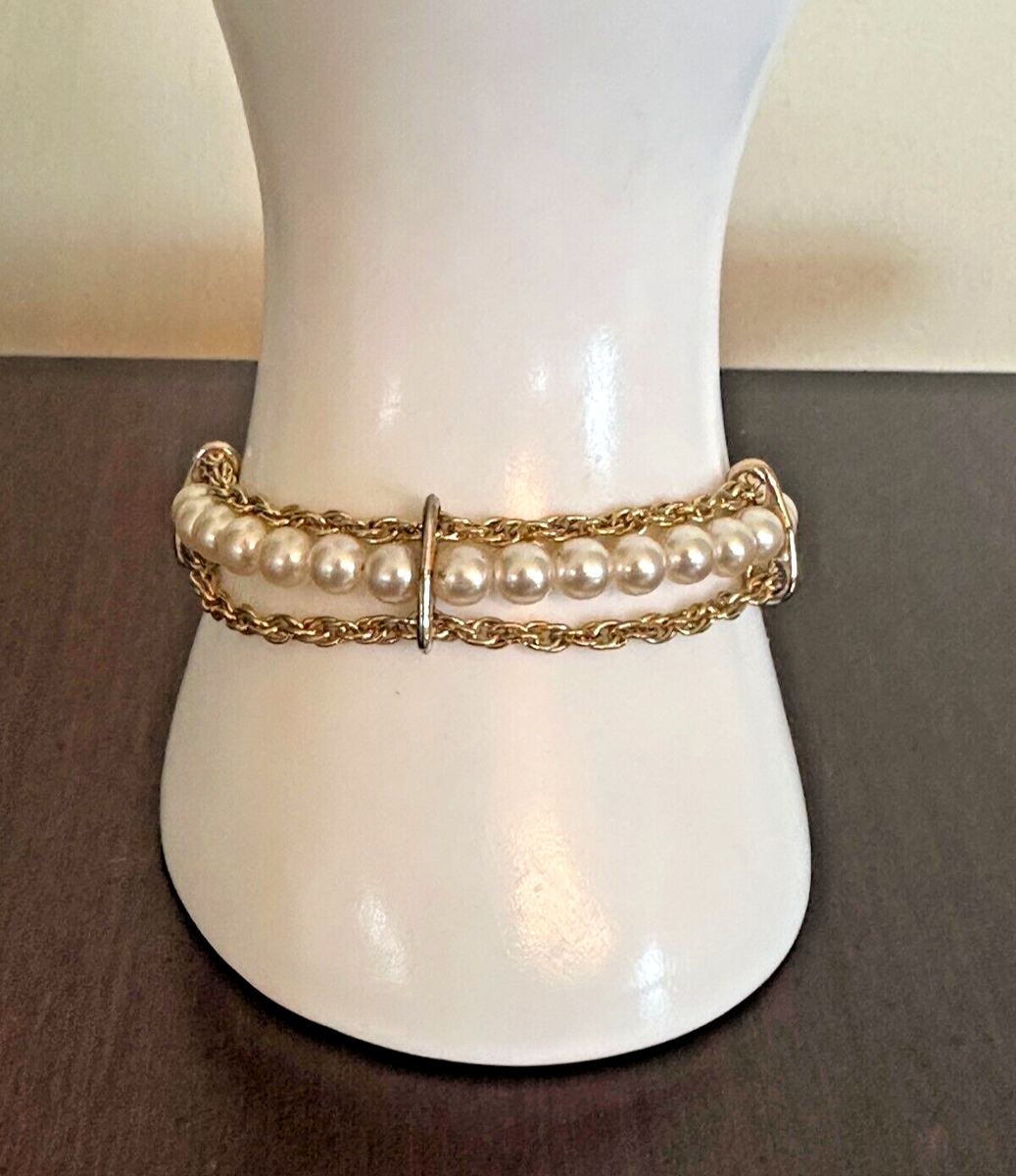 アクセサリー hc USA vintage goldette bracelet Goldette Mesh Interwoven Link Bracelet with Safety Chain