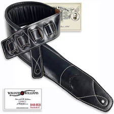 Walker & Williams B4B Extra Wide 4” Black Leather Double Padded Guitar Strap   