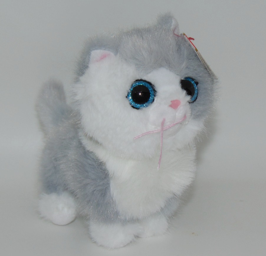 NEW! Ty Beanie Babies Furley the Gray & White Kitty 6"
