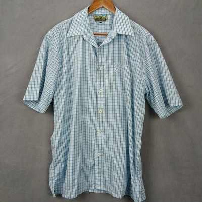 Roundy Ridge Dress Shirt Mens XL Blue Cotton Plaid Back Box Button Up Formal