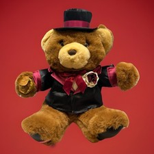 Vtg Teddy Precious Dan Dee Teddy Bear Valentines Day Top Hat Tuxedo Plush Dandee