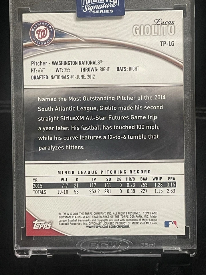 2020 Lucas Giolito Topps Archive Reserve ON CARD 1/1 AUTOGRAPH Encased Red Sox - Image 3 of 4