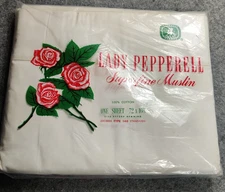 Vintage Lady Pepperell Flat Sheet White Superfine Muslin Made USA