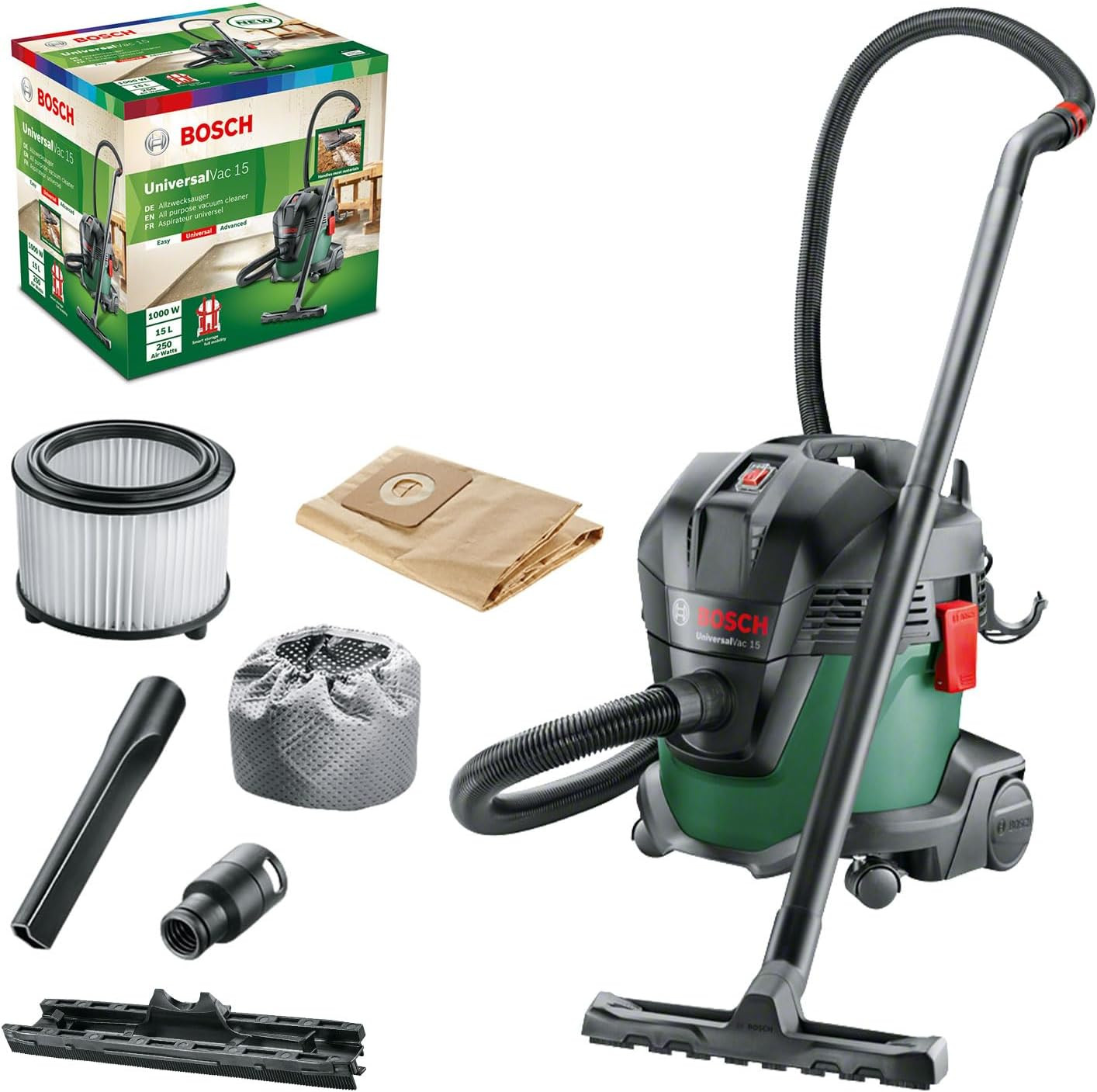 Aspirateur d'atelier Universalvac 15 idéal pour nettoyer le garage après le bricolage