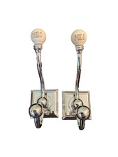 NEW PAIR 6-2/3 in. Chrome Coat Hook with Porcelain Knobs PARIS 295