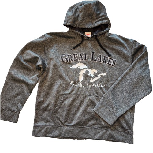 Great Lakes Unisex  No Salt Sharks Gray Sz L Hoodie