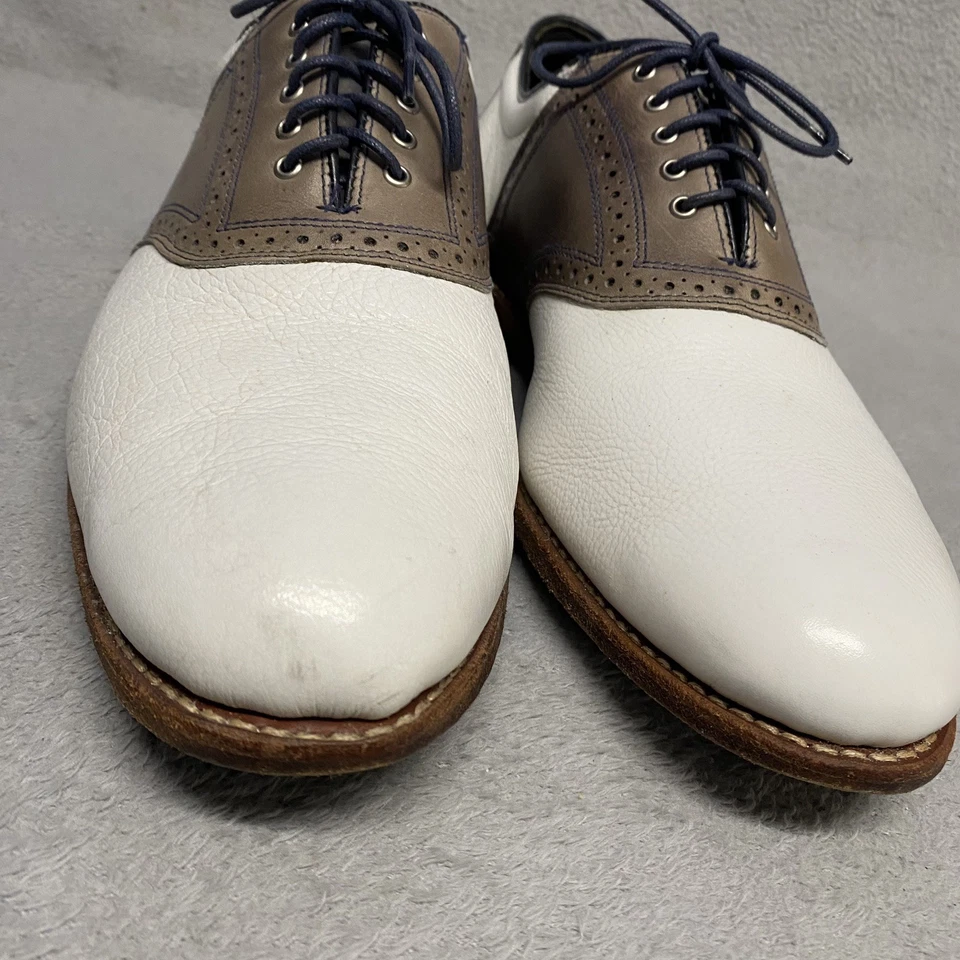 Allen Edmonds Redan 2.0 Golf Shoes Mens 14 D White Brown Honors Collection Read - Image 3 of 4