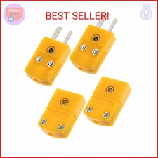 VILLCASE 2 Pair K Type Thermocouple Connector Adapter Plugs, Male/Female Wire Co