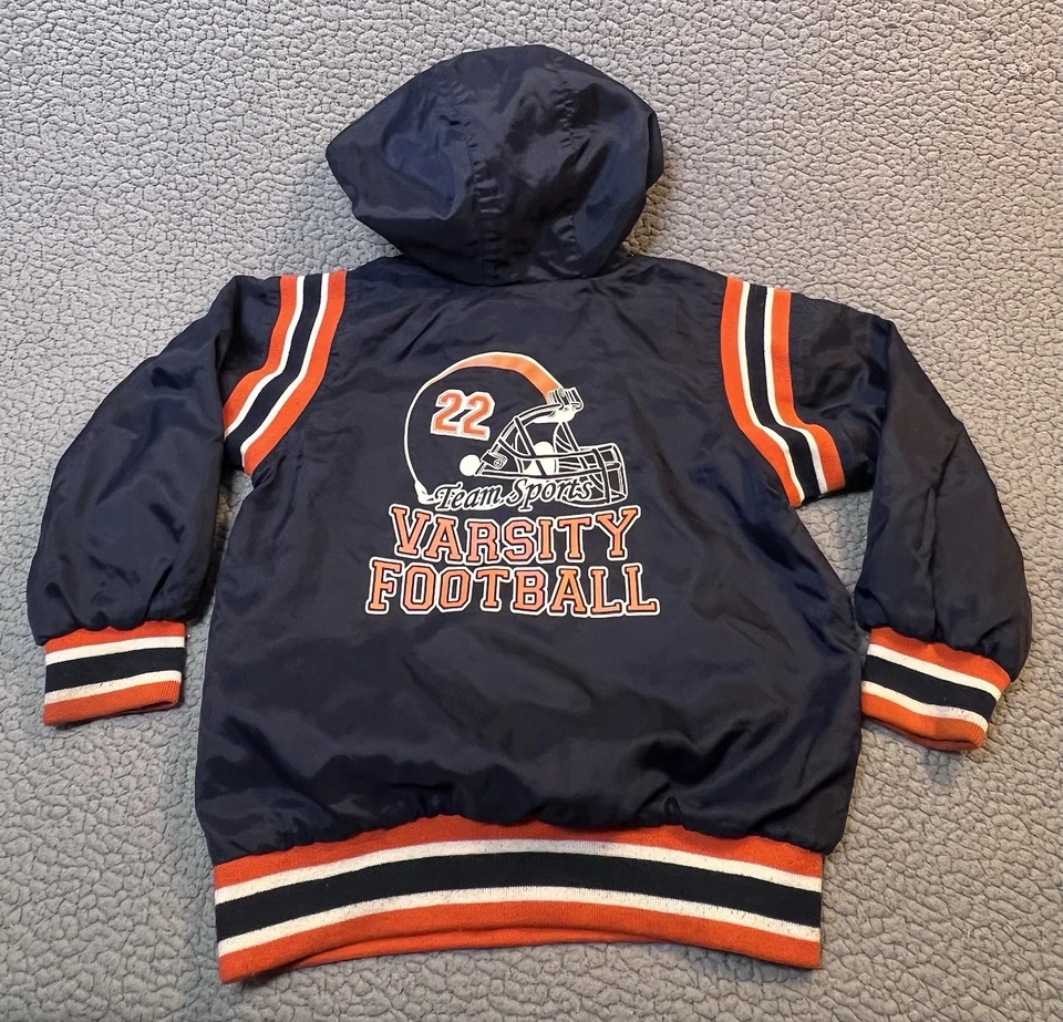 Sudadera con Capucha Pullover The Children’s Place Niños Pequeños Talla Pequeña 5/6 Azul y Naranja Foto 2 de 4