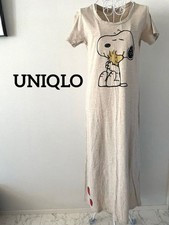 [UNIQLO] Peanuts Snoopy Short Sleeve Maxi Long Dress Beige