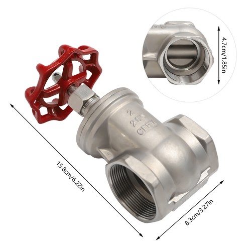 Heavy Duty Gate Valve 2" NPT Stainless Steel Female Thread Rotary Sluice Valve - Picture 4 of 15