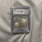 1923 MS63 90% Silver Peace Dollar ICG
