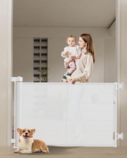 Miumoon Retractable Baby Gate 34  Tall 50  Wide Dog Gate White Safety