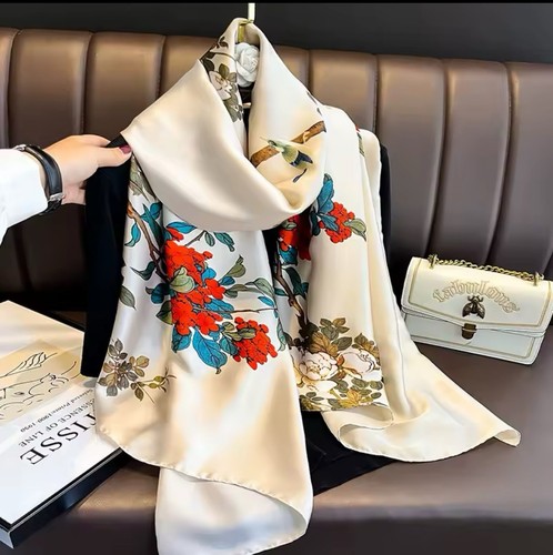 Scarf Elegant, Large, Soft,Floral Colorfull, Long Shawl Neckerchief 180x90cm