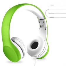 LilGadgets Kids Headphones Foldable Wired - Green, On-Ear, Ages 3-7 - Volume ...