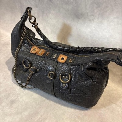 DIESEL Archive 00s Studded One-Shoulder Bag Black Leather Unisex