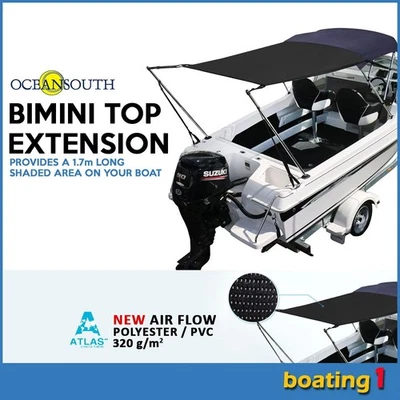 Bimini Top Extension Width 6.8ft (2.1m) with adjustable Aluminium Poles - Black - image 1 of 4