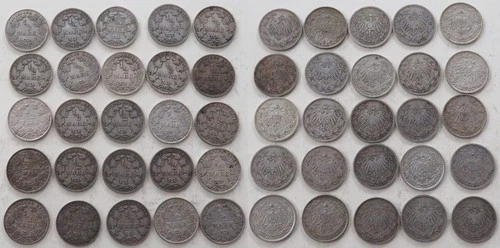 xxxx investor lot silver!!!  1/2 Mark Lot 25 Pieces 1905 - 1919 S-VF/XF