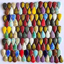 1 Pound Ceramics Mosaic Tiles Random Color Big Raindrops Shape Mosaic Ceramics P