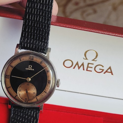 Schönes Vintage Omega Two Tone Gilt Black Sector Dial 30t2 - Bild 3 von 14