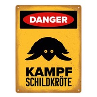 Danger Kampf SchildkröTe Metallschild XXL In 28X38 Cm Mit SchildkröTen