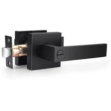 Matte Black Privacy Door Lever Lock Easy Install Bathroom Bedroom Hardware