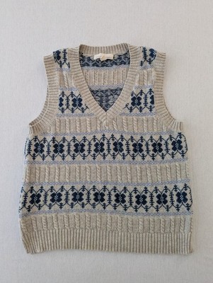 Seasalt Cornwall Fair Isle Partridge Vest Size 12 Wool Blend Knitted Tank Jumper