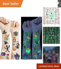 Luminous Halloween Tattoos for Kids - Waterproof Temporary Stickers, 20 Designs