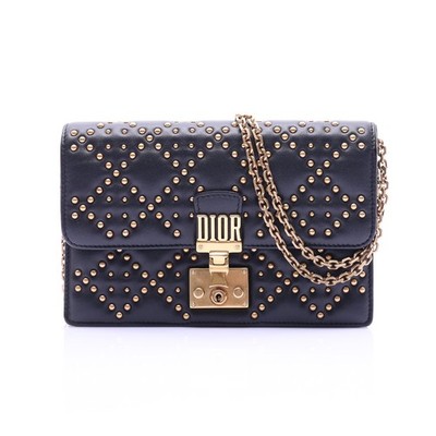 DIOR Addict Studded Flap Shoulder Bag Lambskin Black