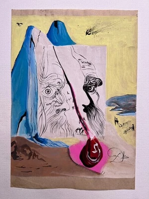 Salvador Dali Zeichnung auf Papier (Handmade) signiert und gestempelt Mischte... - Bild 1 von 4