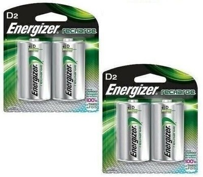Energizer NH50BP-2 Rechargeable D Nimh Battery (2 Packs of 2 = 4 Battery)