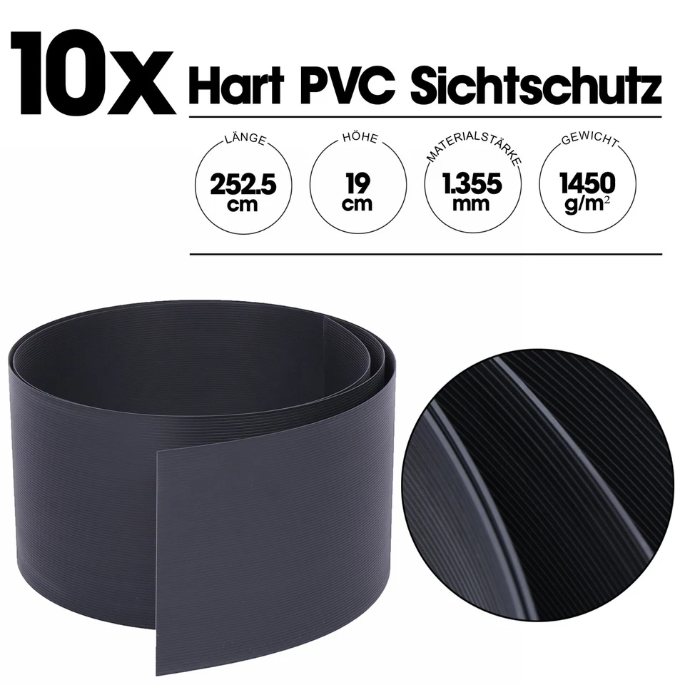 10x Hart-PVC Sichtschutz Sichtschutzstreifen DoppelstabmattenZaun Zaunblende - Bild 2 von 4