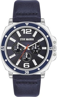 Steve Madden Men's Strap Watch - Silver / Navy Blue