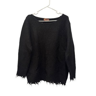KERISMA Black Distressed Knit Sweater Loose Fit Alpaca Blend Women's M/L