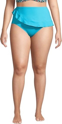 NWT Lands End Womens Plus 22W Turquoise High Waisted Bikini Bottoms Swimsuit