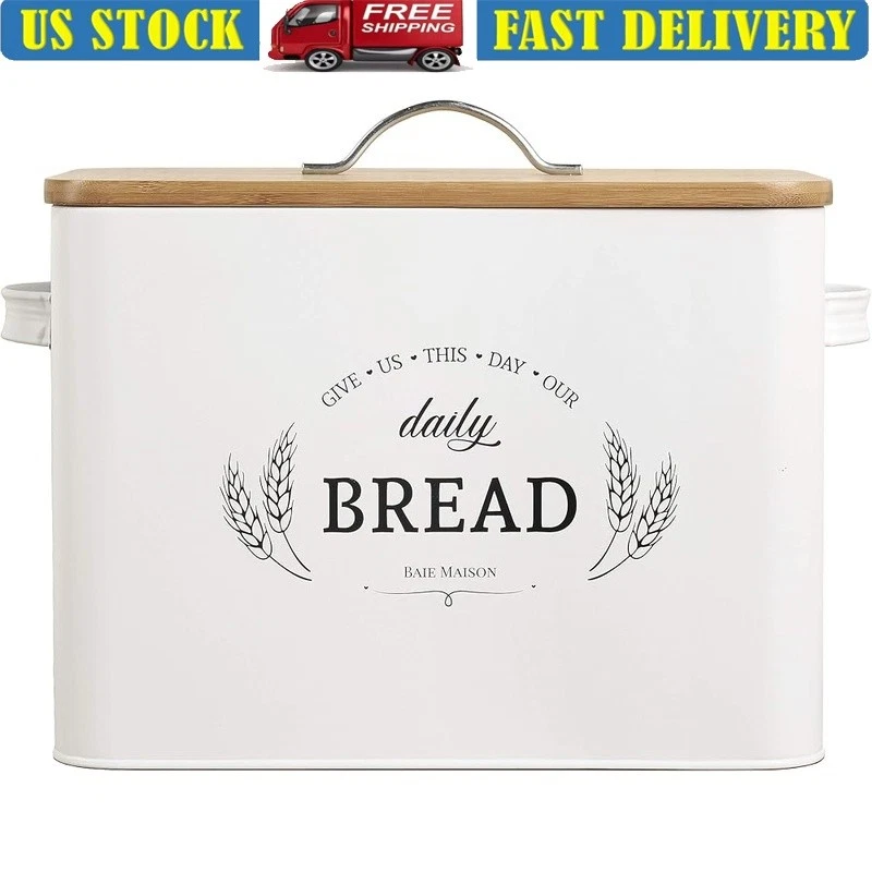 Extra Tall Rustic Kitchen Storage Container Bread Rolls Bagels Donuts W/ Lid New