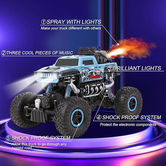 Toy Time Remote Control Monster Truck 1:16 Scale, 2.4 GHz Off-Road