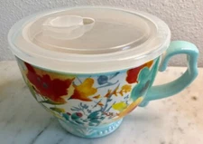 Pioneer Woman Ceramic Willow 27oz Large Jumbo Coffee Tea Cup Mug Soup Bowl w/Lid