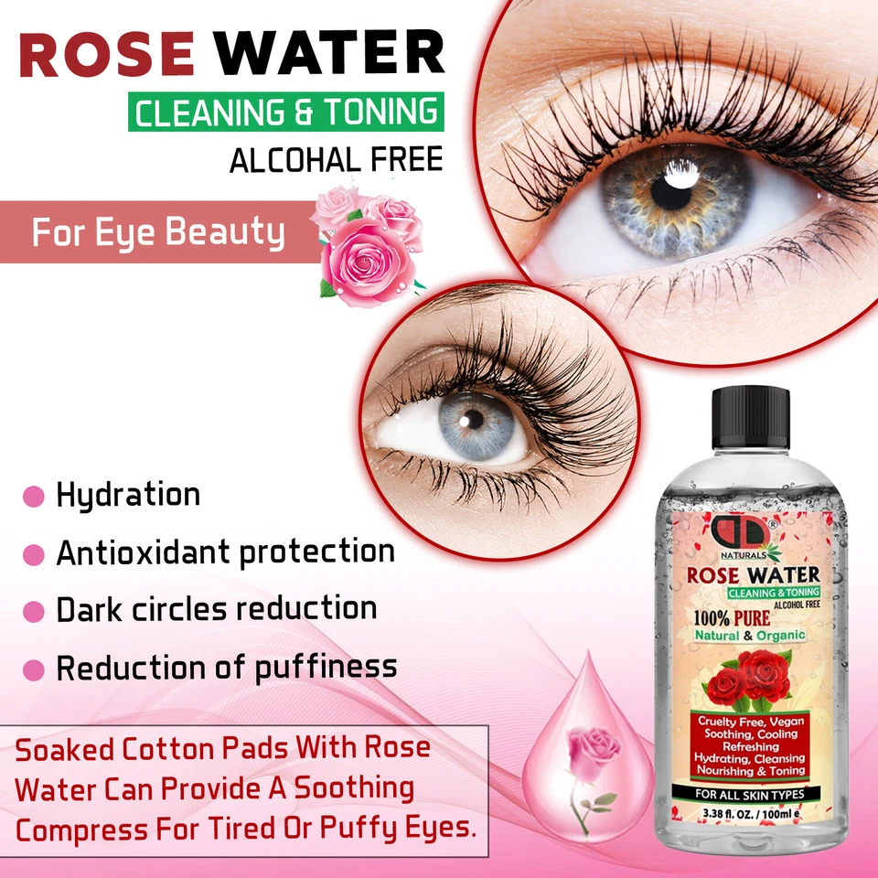 100% Pure Natural Organic Rose Water Toner Cleanser, Moisturiser For Fresh Face - Image 4 of 4