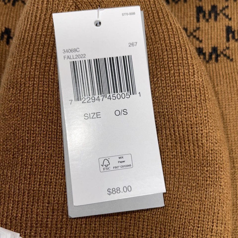 Conjunto de bufanda y gorro reversible Michael Kors pequeño logotipo MK - marrón camel/negro Foto 3 de 4