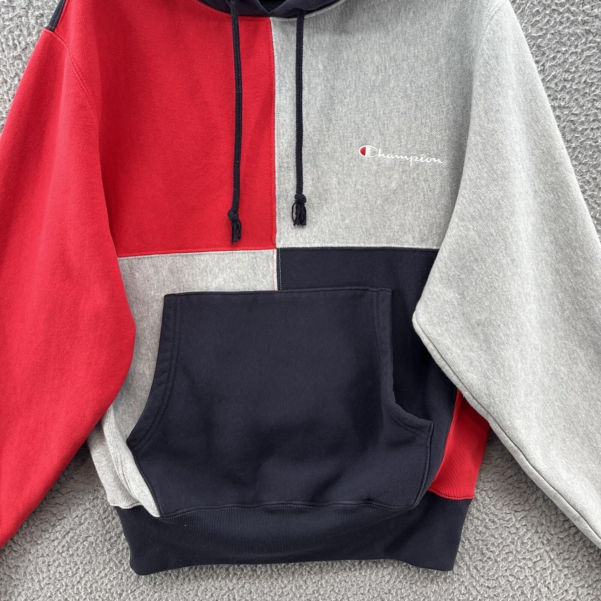 Orange Vintage Champion Champion Color Block Reverse Weave Hoodie