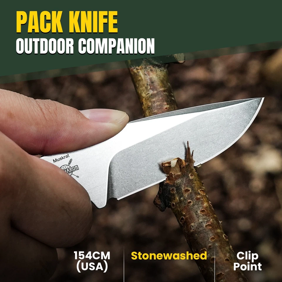 Cuchillo fijo Kizer Muskrat punta de clip hoja de 154 cm mango Micarta + funda 1064C1 Foto 3 de 4