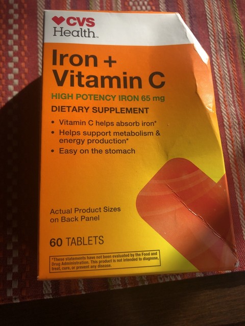 CVS Iron Vitamin C 60 Tablets Exp 02/21 (box Slightly Damage Product ...