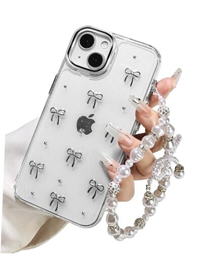 Compatible for iPhone 15 Case Clear Cute 3D Bow iPhone 15(6.1'') Clear bow-image