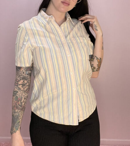 Vintage Blair 80s-90s pastel striped short sleeve… - image 1