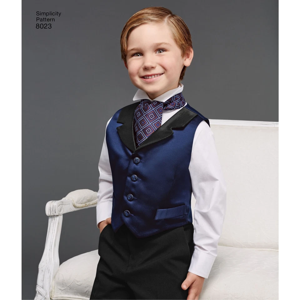 SIMPLICITY 8023 MEN'S BOYS VEST BOW TIE Sewing Pattern Vest Tie Size S-L  S-XL - Image 4 of 4